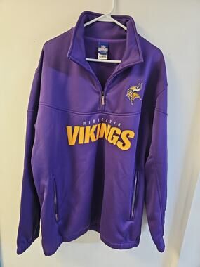 Reebok Minnesota Vikings 1/4 Zip Pullover Fleece Lined Jacket Mens XL